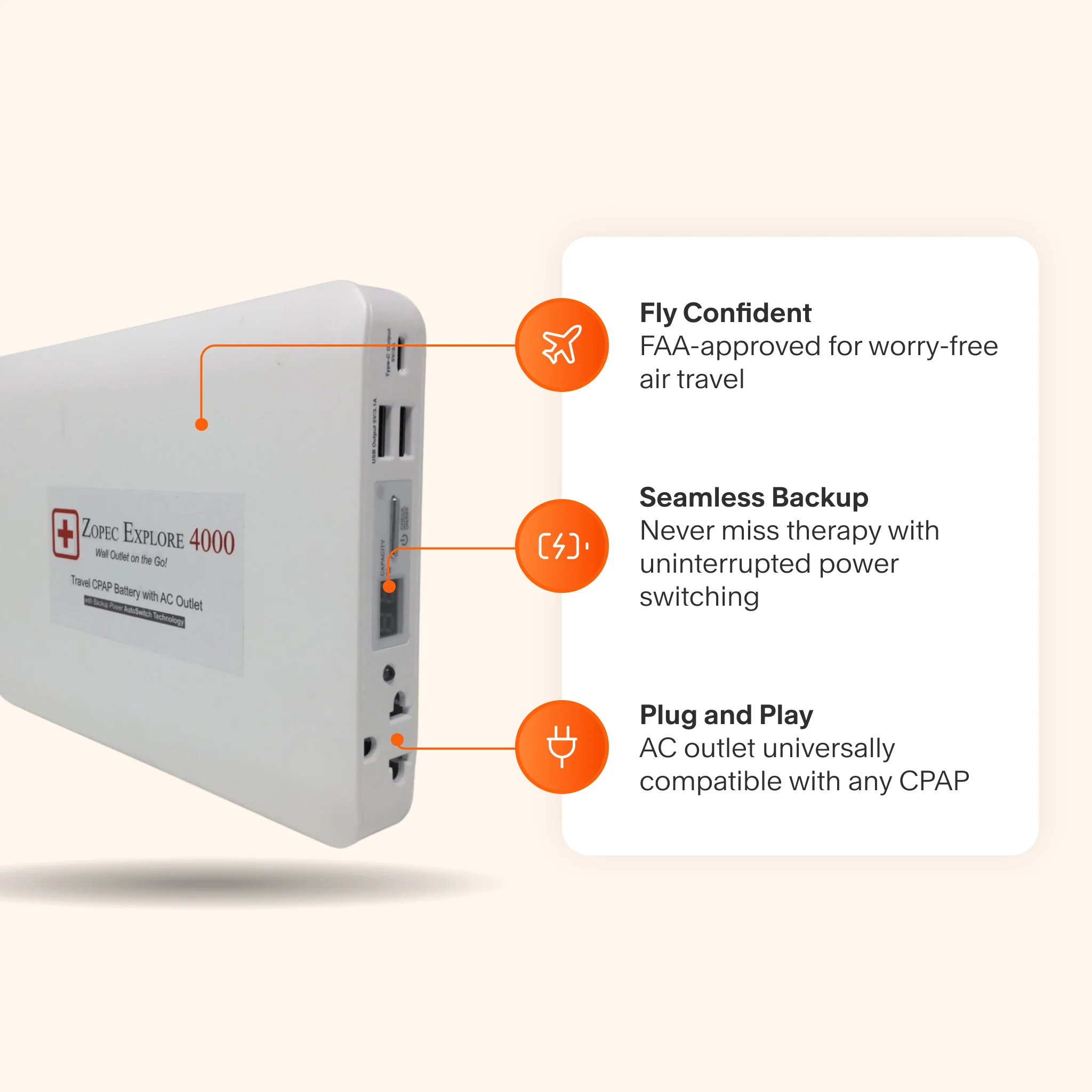 Zopec Explore CPAP Backup Battery with Online UPS - Image 3